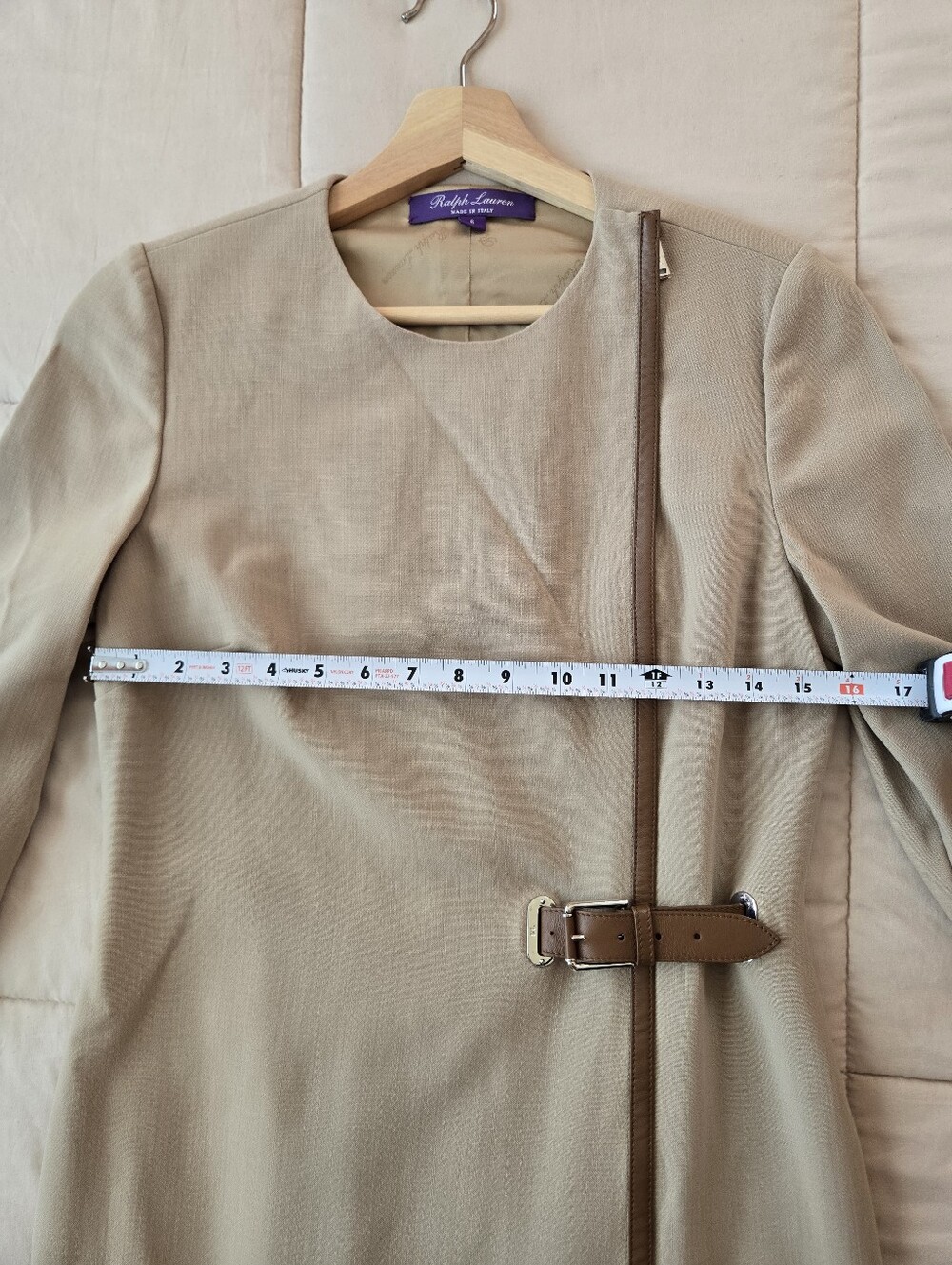 Ralph Lauren Purple Label Belted Wool Evelina Dress Leather Trim Size 6 RARE - Picture 13 of 14